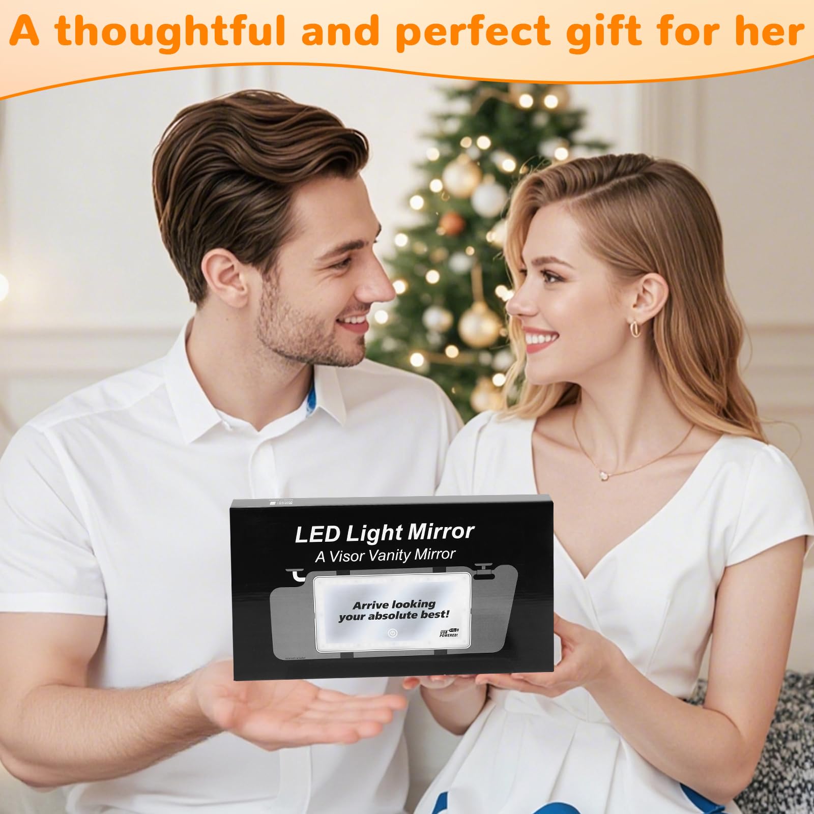 Pavlleen Specchio Auto LED,Specchio Trucco con Luci per Auto,3 modalità di illuminazione,regolabile Illuminato,USB ricaricabile,pulsantiera touch,Blanco