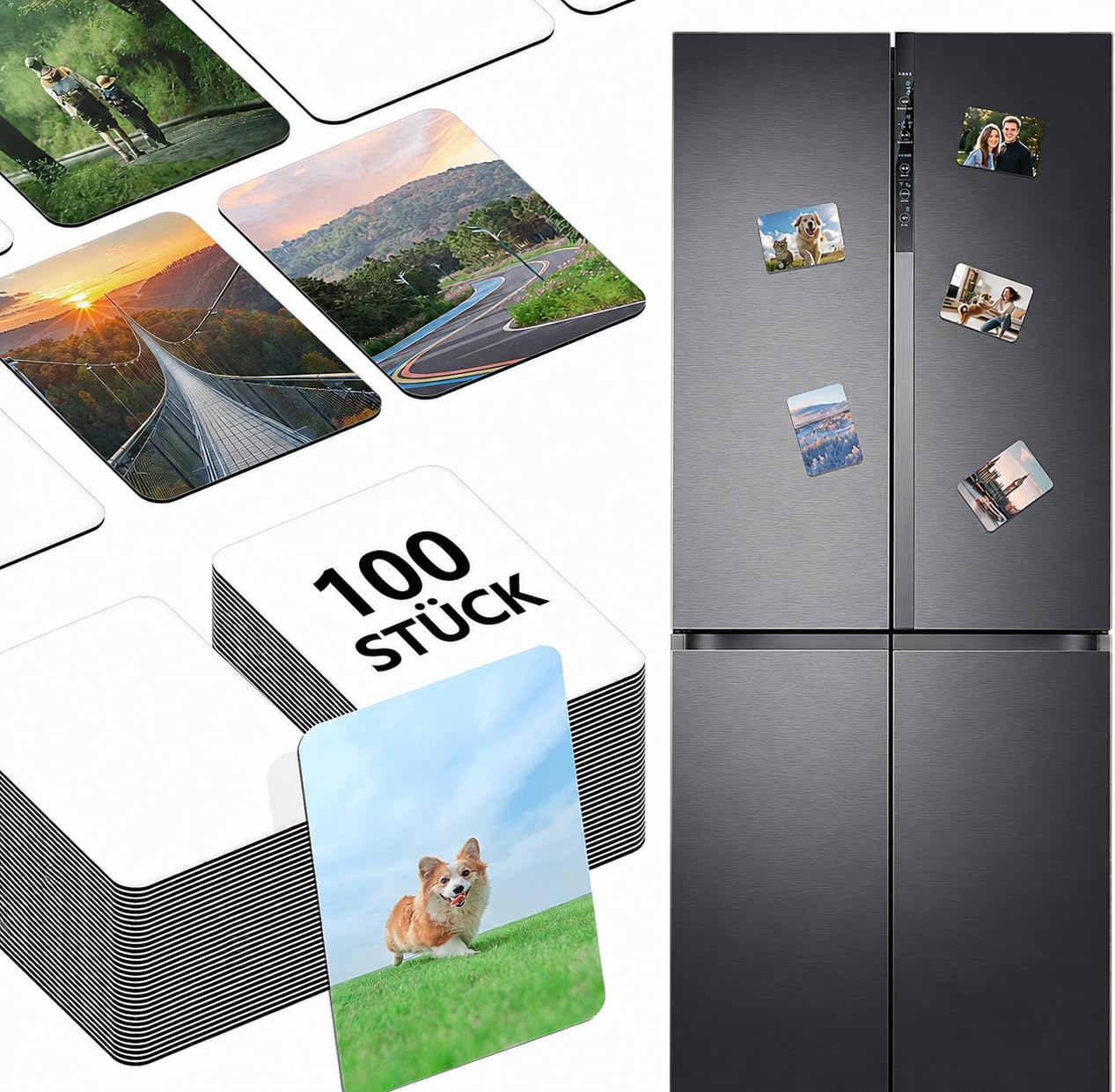 Imanes de sublimación en blanco, 100 unidades, 7,5 x 5,5 cm, imanes rectangulares para nevera para imprimir, imanes de fotos personalizados, accesorios de sublimación para nevera, oficina, pizarra