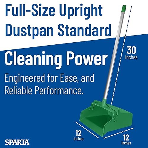 Miniatura 3 de SPARTA Recogedor vertical con mango de aluminio, borde dentado para peinar escobas, bloqueo de yugo seguro con orificio para colgar de fácil