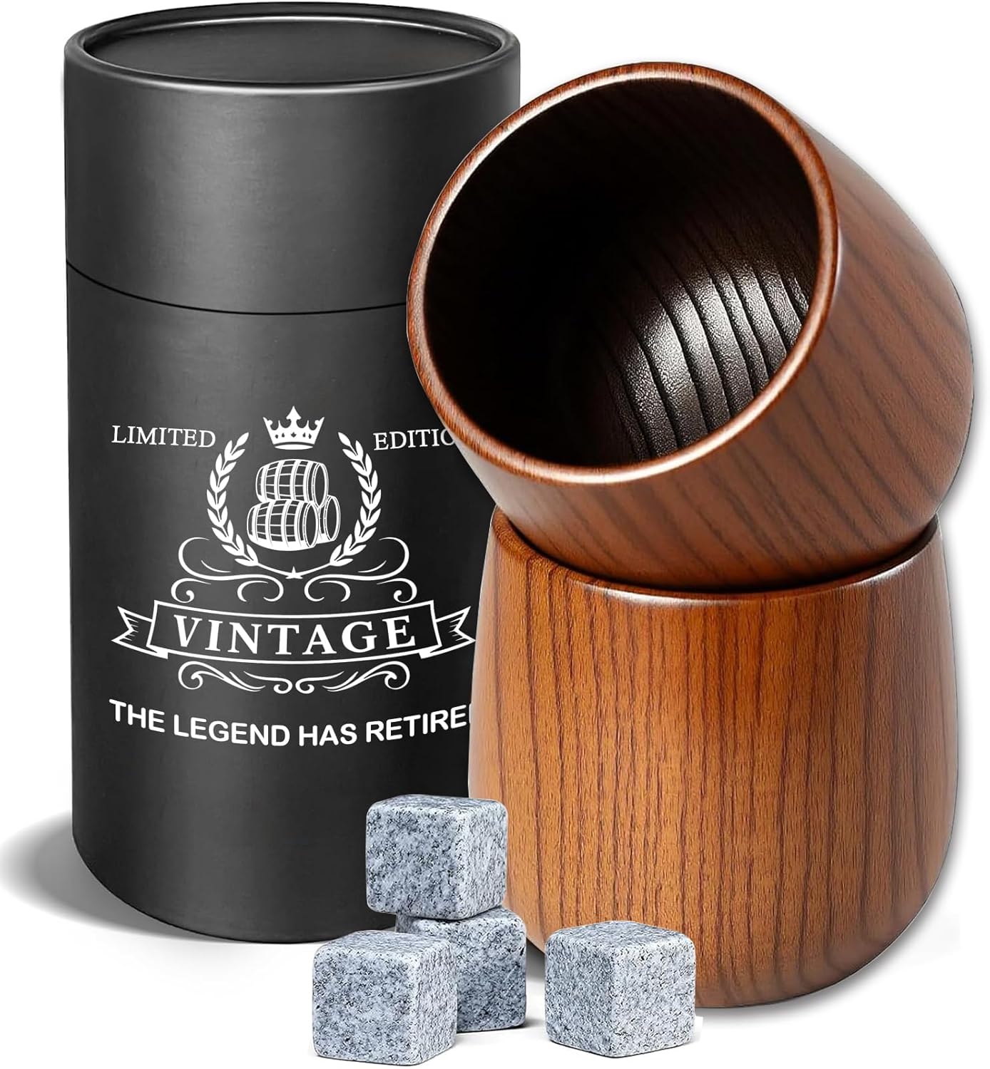 2 Pack Charred Wooden Whiskey Glasses – 10 Oz Bourbon Tumblers for Men with Burnt Interior – Old Fashioned Cocktail Cups – Gifts for Dad, Men, Brother, or Whiskey Lovers