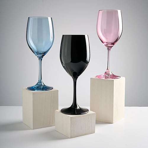 Miniatura 2 de Copas de vino, copas de vino con tallo, copas de vino tinto, vasos de cristal para beber, aptos para lavavajillas, color azul, 12 onzas, juego de 4