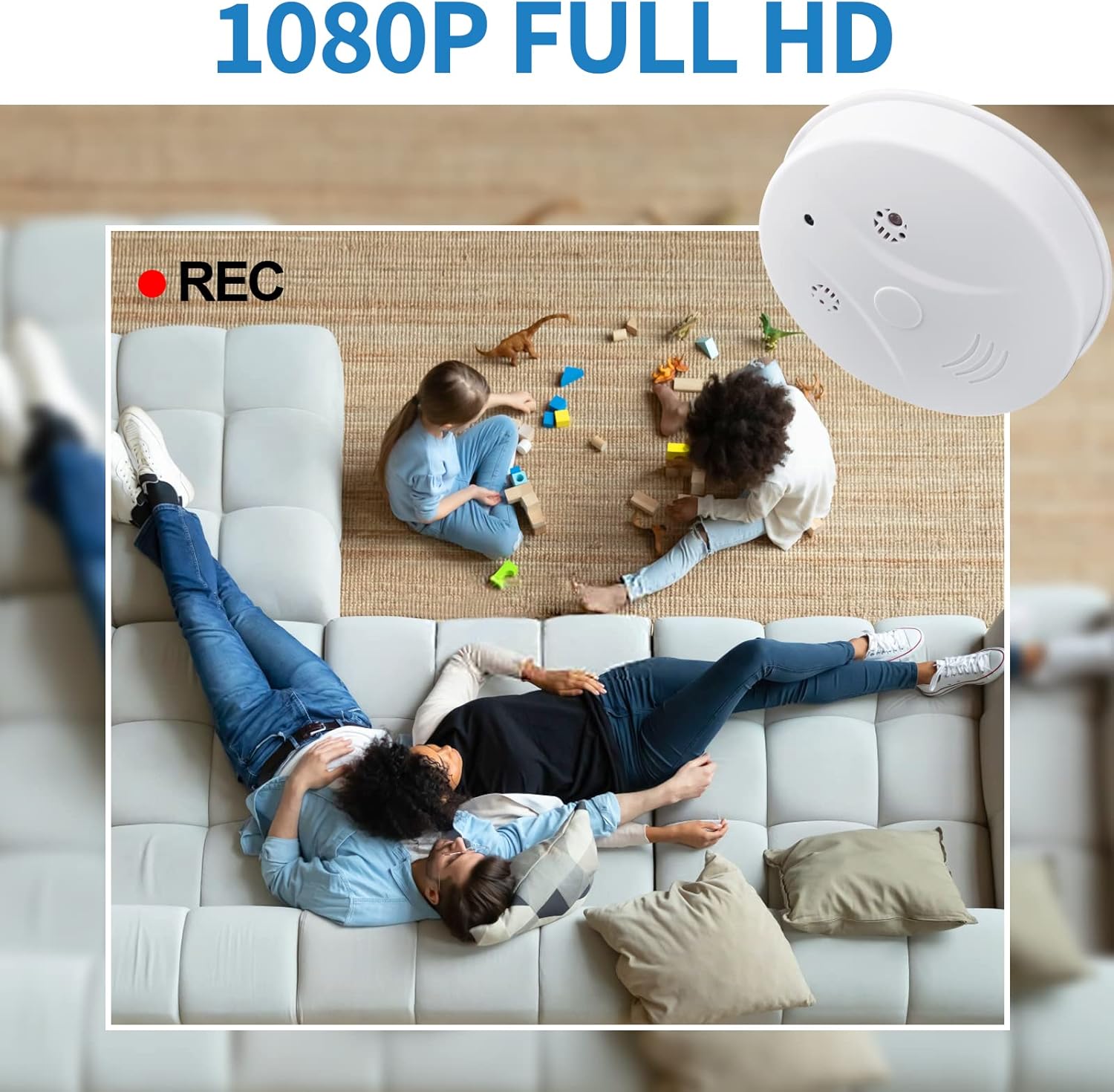 Hidden Camera Smoke Detector Video Small Cam 1080P HD Wireless WiFi Camera with Night Vision & Motion Detection Indoor Security Camera