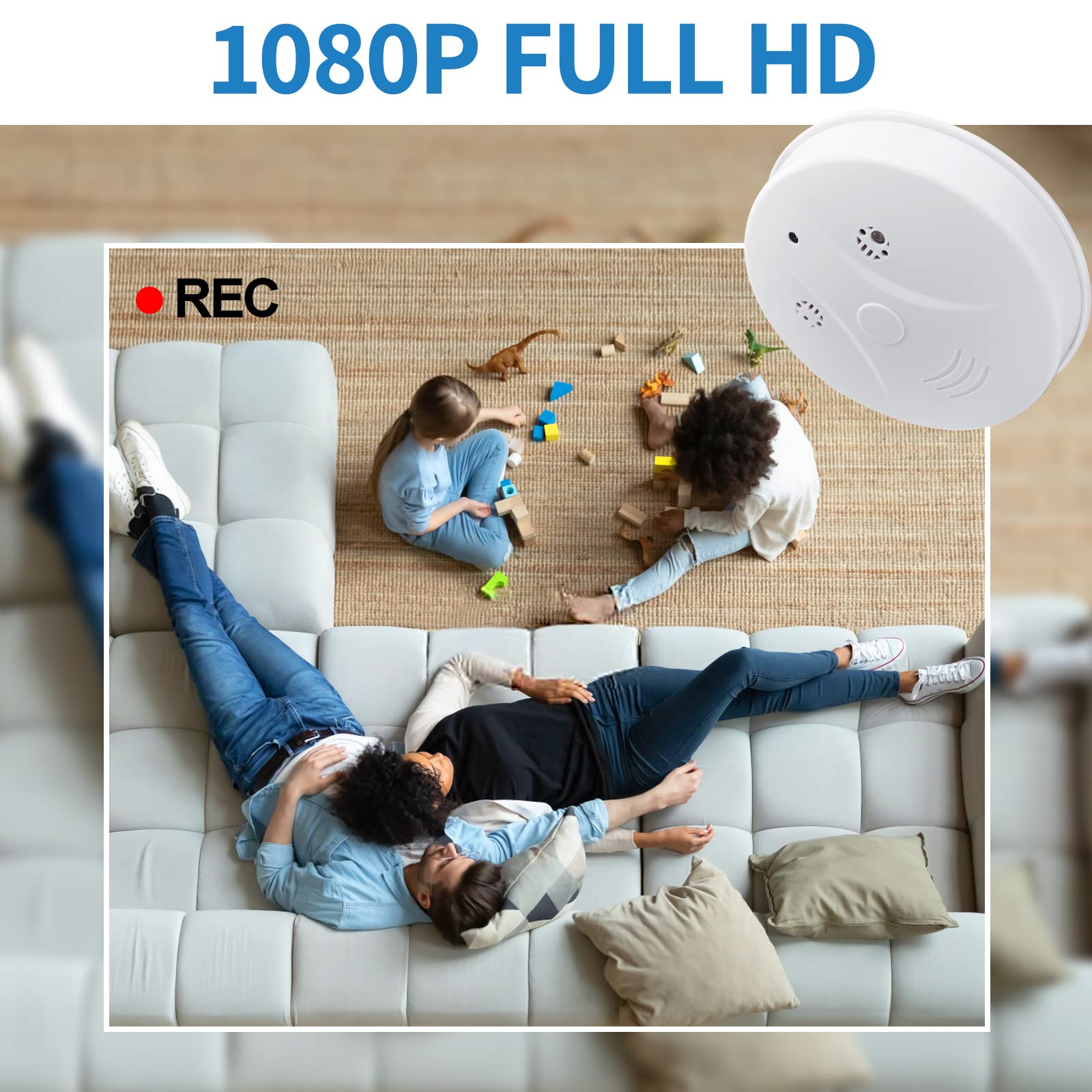 Mini Cámara Oculta 2.4G/5G WiFi, Camara Espias Detector de Humo HD 1080P, Grabadora de Vigilancia Inalámbrica con IR Visión Nocturna Detección de Movimiento