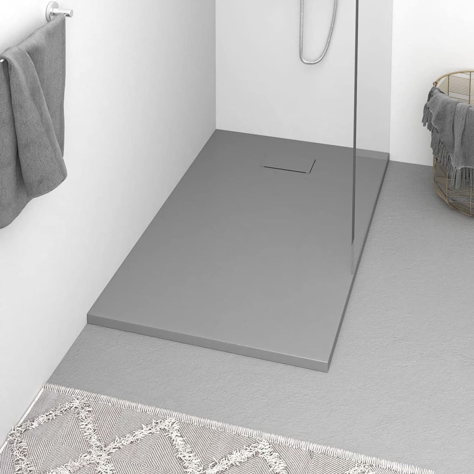 ARKEM Plato de Ducha SMC Gris 120x70 cm Plato Duchas Mampara De Ducha Abatible