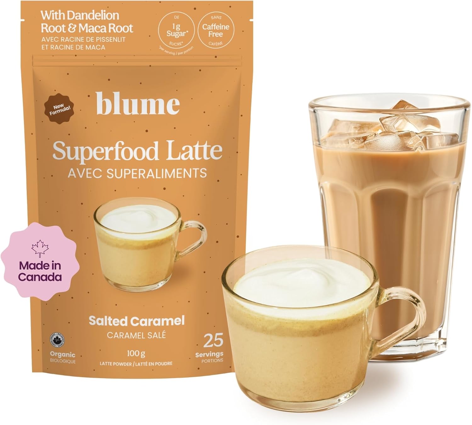 Blume Salted Caramel Superfoods Latte - Made in Canada, Organic Sugar ...