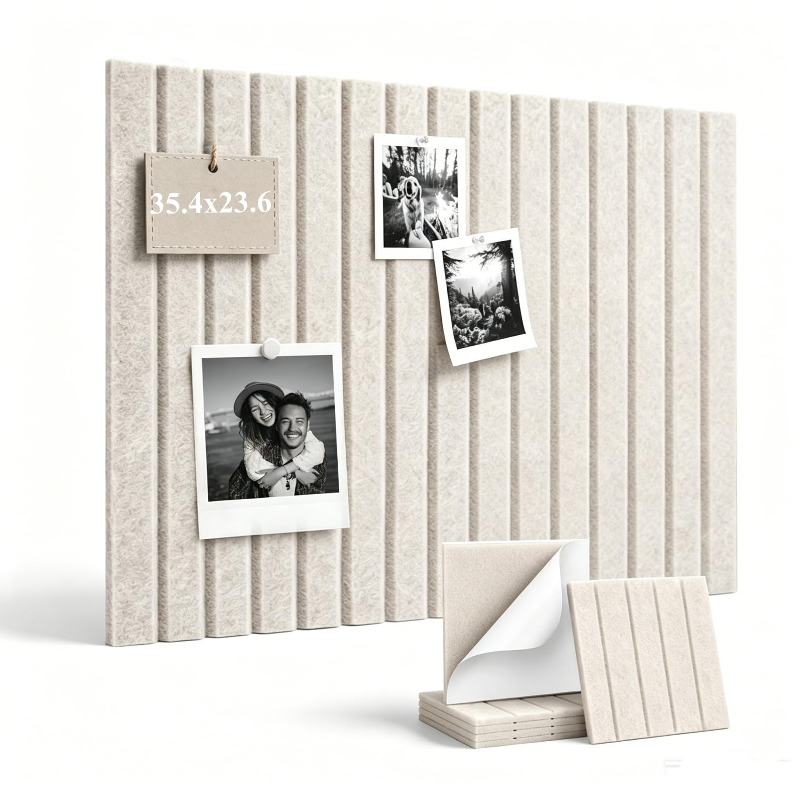 Bulletin Board 11.8"*11.8",6-Pack Cork Board Alternative,Pack Slat Wall Paneling, Cork Boards Push Pin Board Felt Board Felt Wall Tiles for Home Office Kitchen School for Photos Memos(Light Camel)