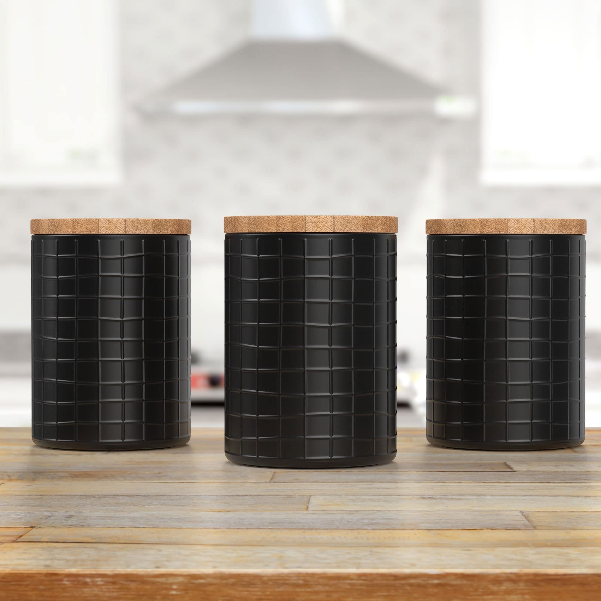 Barnyard Designs Kitchen Canisters with Bamboo Lids, Airtight Metal