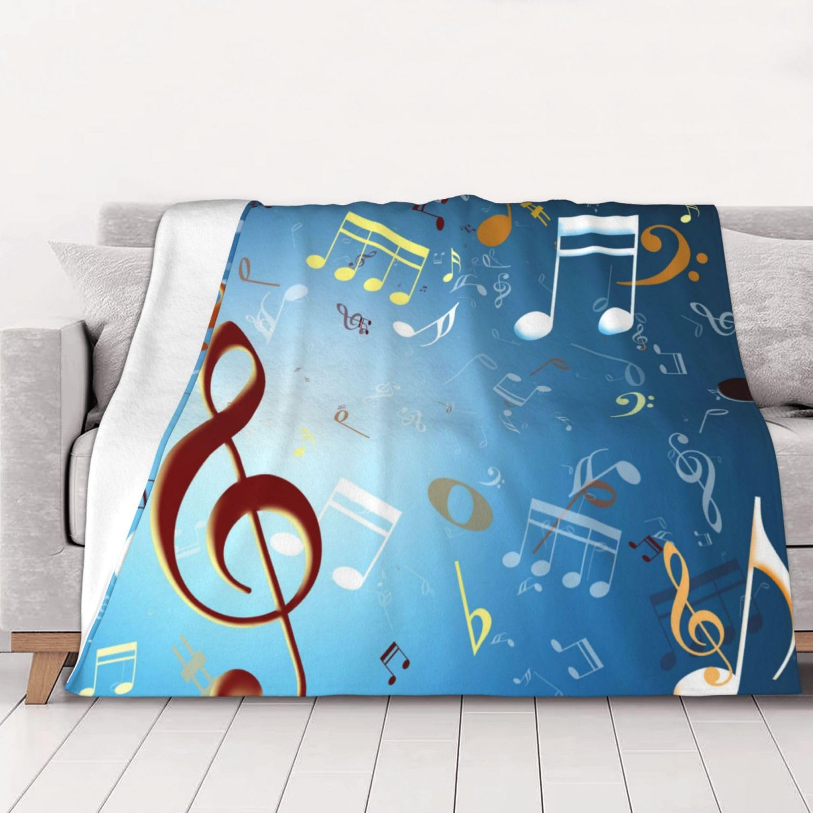 AUBKFELD Note Printed Flannel Blanket 150x125 CM, Soft & Warm Throw Blanket for Sofa/Couch/Bed/Car, Gifts for Audlts Women Men