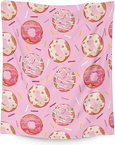 Girls Blanket - 50"x60" Cute Donut Throw Blanket Gifts for Kids & Adults - Pink Soft Fuzzy Doughnut Blanket for Bed, Couch & Living Room