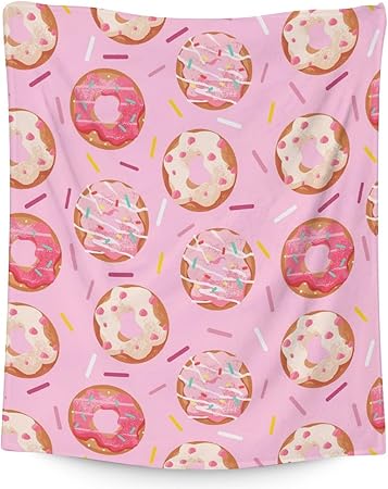 Girls Blanket - 50"x60" Cute Donut Throw Blanket Gifts for Kids & Adults - Pink Soft Fuzzy Doughnut Blanket for Bed, Couch & Living Room