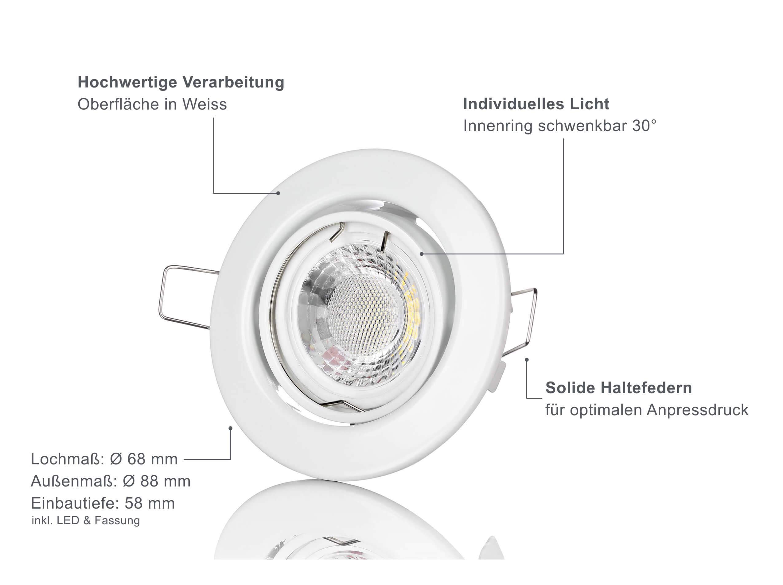 Lambado LED Einbau-Spot 5W Warmweiß Dimmbar – 230V, Schwarz Gebürstet, 380 Lumen, Für Decke & Wand