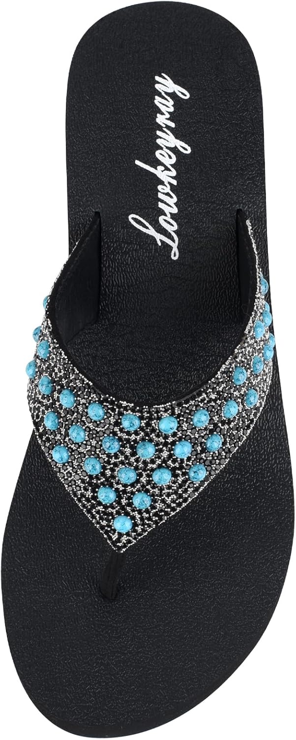 Lowkeyray Women's Rhinestone Flip-Flop Sandals - Image 3