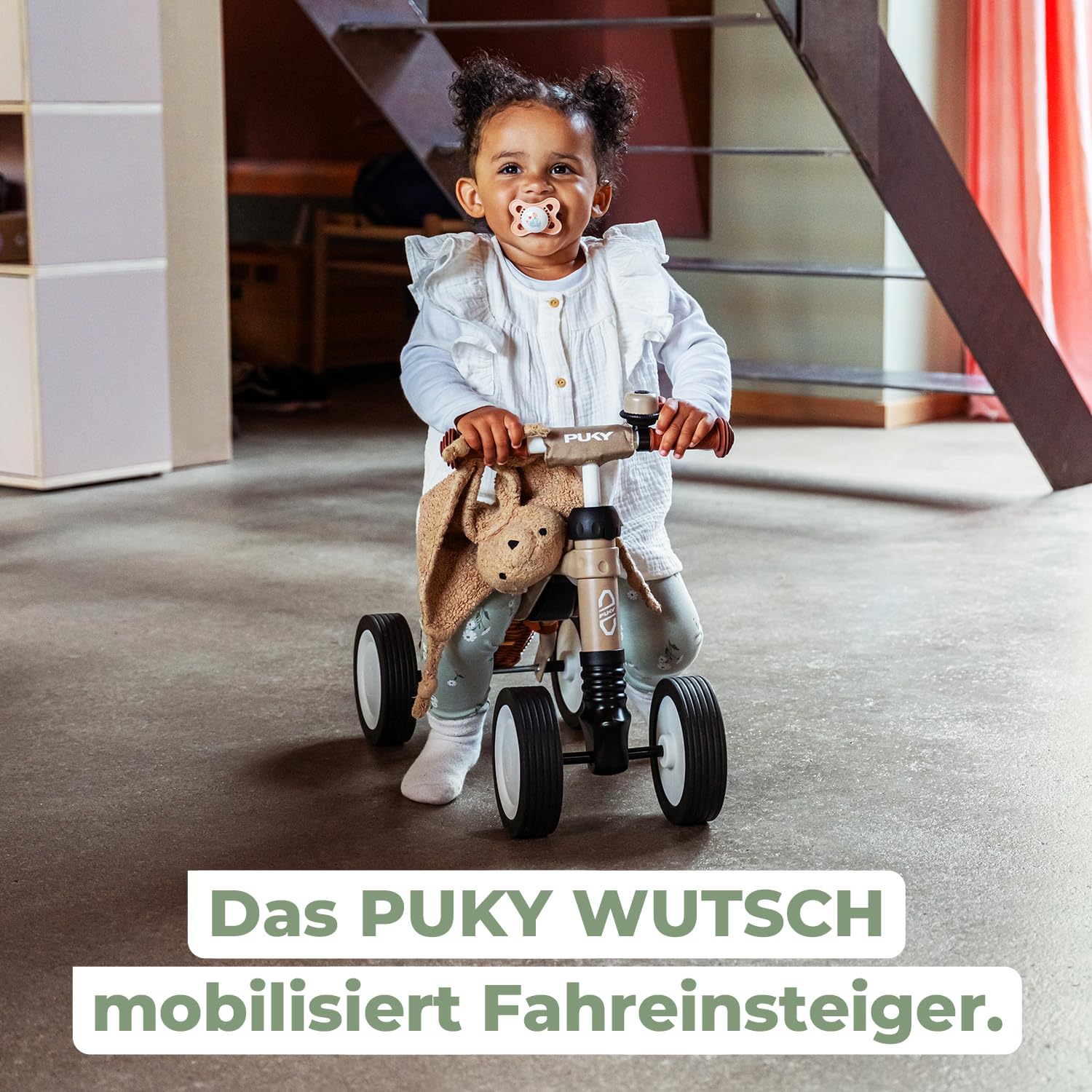 PUKY WUTSCH | Sicheres Rutschfahrzeug | Kinder Laufrad ab 1 Jahr & Lauflernrad ab 1 Jahr | Mit Pendelachse | Sicherheitslenkergriffe | Balance Bike für In- und Outdoor | Farbe Pastell Green