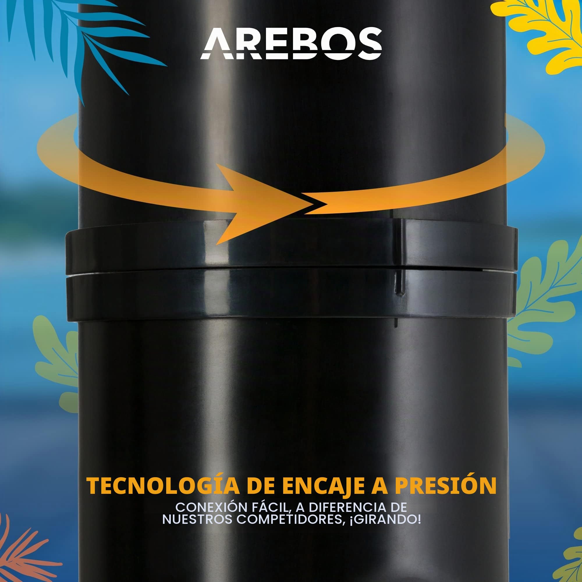 Arebos Ducha Solar | 20 litros | 221cm | con termómetro Integrado | Incl.Portada | Cabezal de Ducha Redondo | con Ducha de pies | Ducha de jardín con conexión para Manguera de jardín | Negro