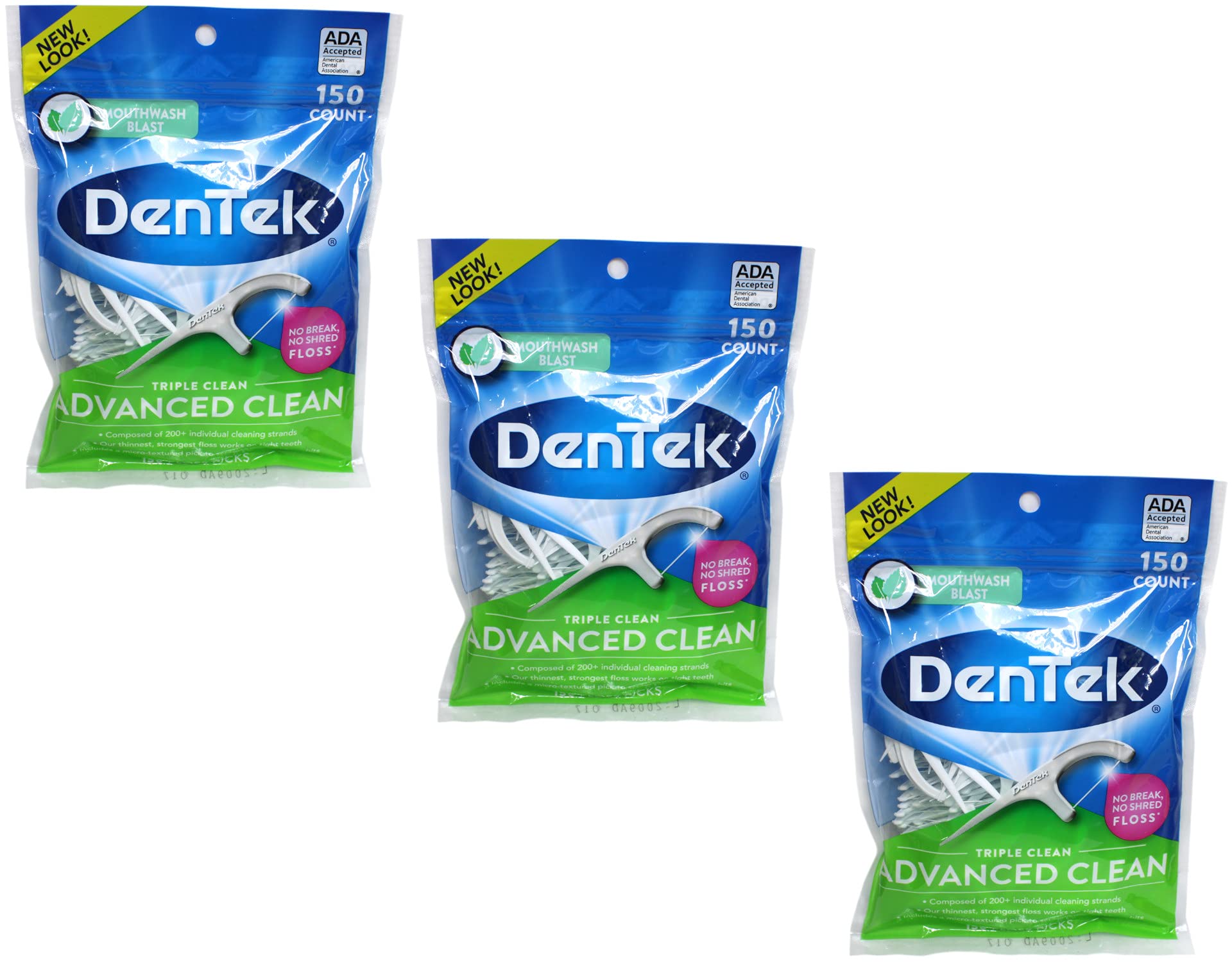 DenTek Triple Clean Floss Picks | Mouthwash Blast Fluoride Coating | 150-Count | 3-Pack-image-19