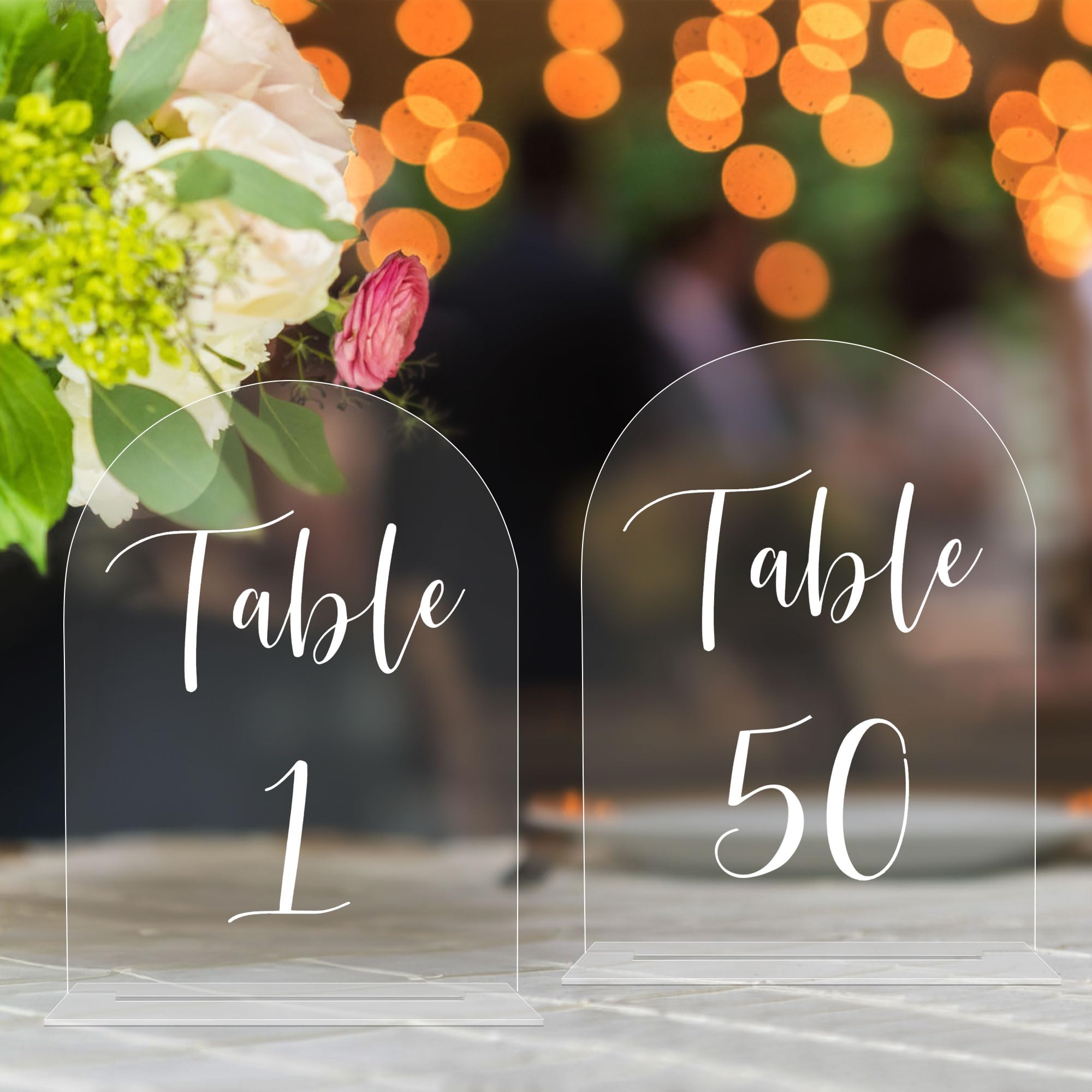 JOYIT Clear Acrylic Table Numbers 1-50 with Stands, 5 x 7 Inch