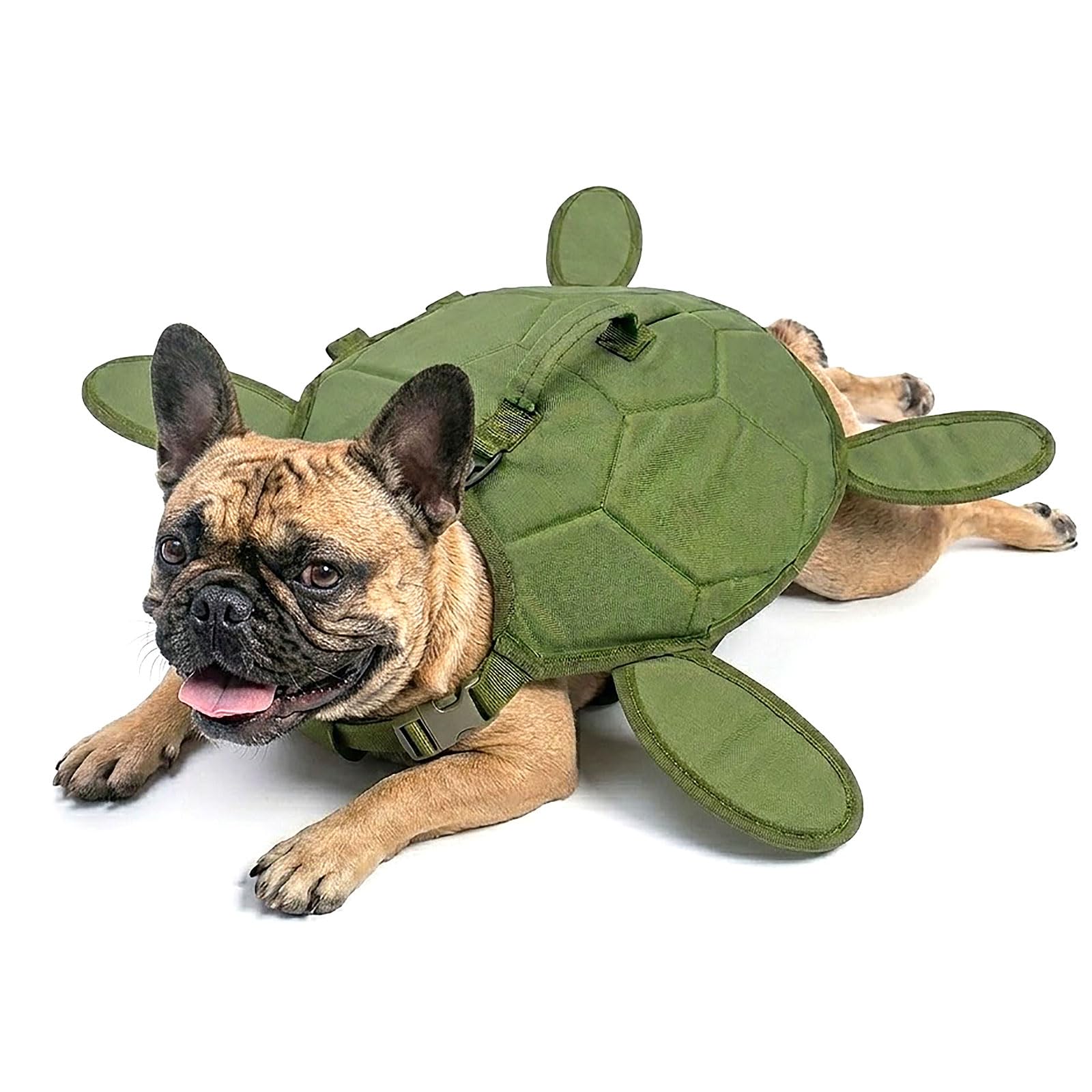 Colenumone Dog Life Jacket, Turtle Shape Dog Life Vest for Swimming and Boating, Adjustable Pet Safety Vest with High Buoyancy & Rescue Handle, Ripstop Dog Swim Vest for Small Medium Large, Green,M