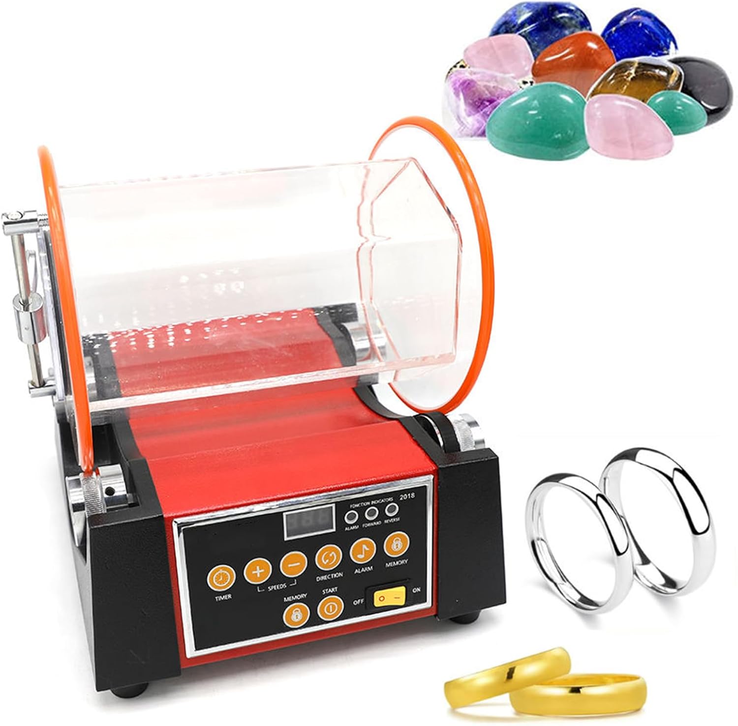 Mini Jewellery Tumbler Polisher, Electric Rock Polisher Machine with Intelligent Digital Display & Adjustable Speed, Strong Power & Uniform Vibration, for Jewelry Making and Gemstone Polishing