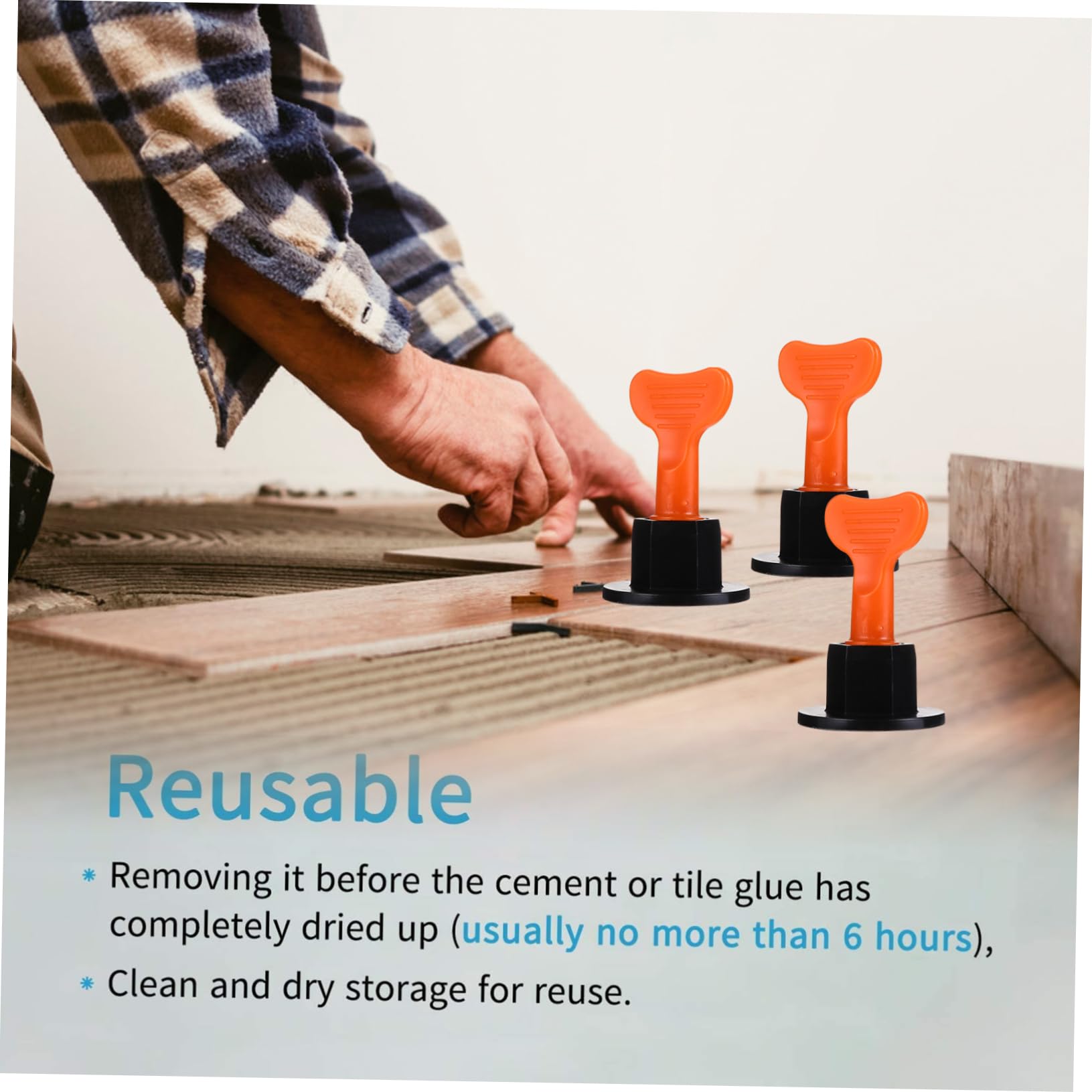 OSALADI Kit de Nivellement Carrelage Plastique Noir Réutilisable 100 Pièces pour Sols et Murs, Outil Facile à Fixer et Retirer pour Pose Précise
