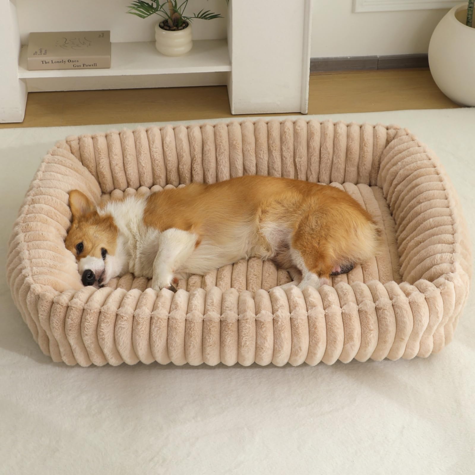 Hixingo Panier Chien Dehoussable Lavables S-XXL, Lit Chien Dehoussable Coussin Chat Doux et Confortable Tapis pour Animale Anti Stress pour Taille, Moyen, Petit (M59 Rose,L)