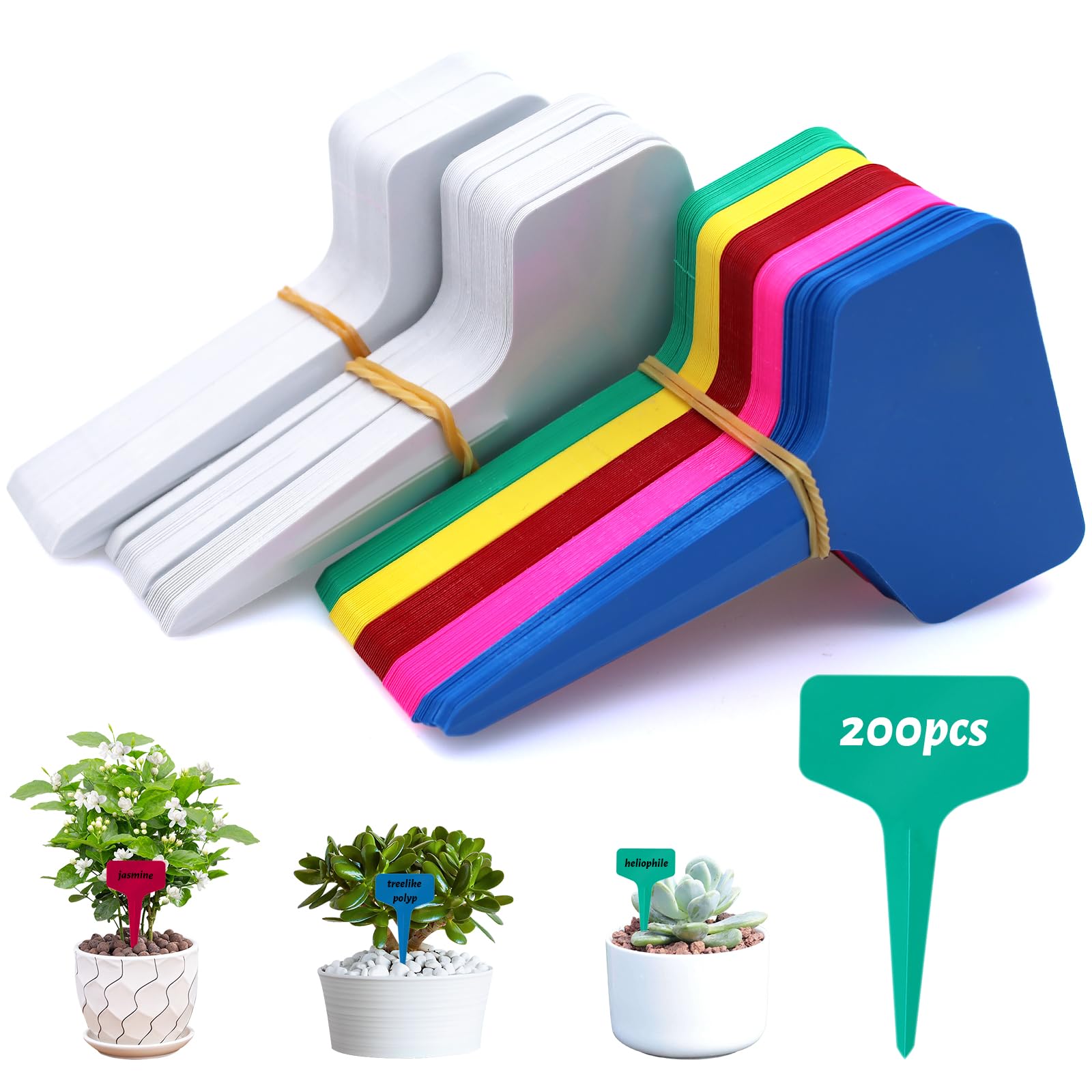 200 Piezas Etiquetas Plantas de Plástico 10 × 6 cm Etiquetas para Plantas Forma de T Etiqueta de Planta Impermeable para Semillas Flores Verduras
