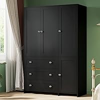 VOWNER 71" Armoire Wardrobe Closet with Mirror, 4 Doors, Hanging Rod & 3 Drawers - Large Bedroom Storage Cabinet