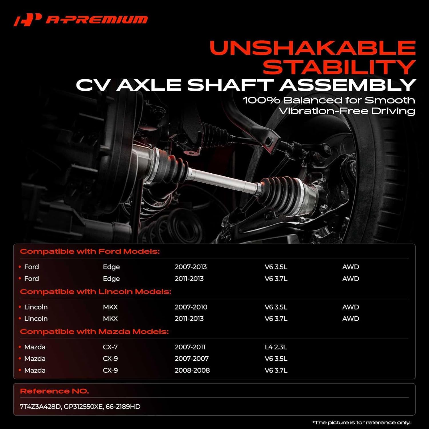 A-Premium CV Axle Shaft Assembly Compatible with Ford Edge 2007-2013 AWD & Lincoln MKX 2007-2013 AWD & Mazda CX-7, CX-9, 2.3L 3.5L 3.7L, Front Right Passenger Side