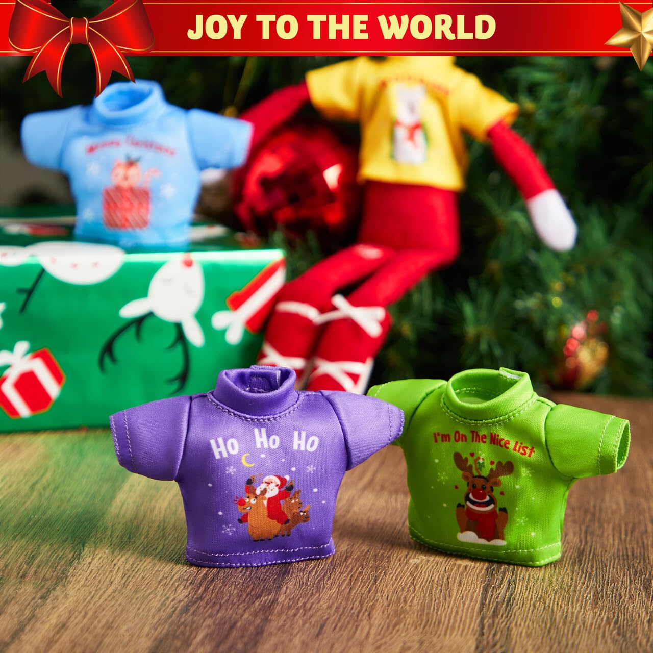 JOYIN 4 paquetes de ropa de Santa Clothes para muñeca elfa, camisetas elegantes, camiseta, conjunto de ropa de muñeca elfa,