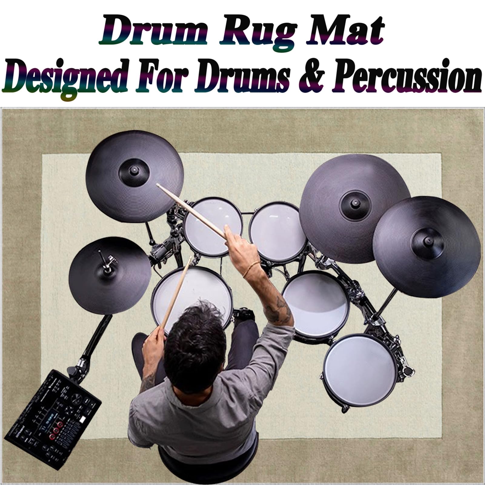 Drumming wygłuszający dywan akustyczny, do wnętrz, dywan perkusyjny, antypoślizgowy, dźwiękoszczelny, mata do wewnątrz i na zewnątrz, elektroniczny zestaw perkusji jazzowej, do bębna basowego