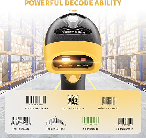 Miniatura 7 de NetumScan Escáner de código de barras Bluetooth QR, 3 en 1, lector de código de barras inalámbrico automático 1D 2D, escáner de código de imagen USB