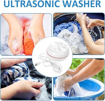 Homoyoyo Mini Portable Washing Machine Small Portable Washer Portable Clothes Washer Sink Washing Machine Portable Wash Machine Lavadora Portátil Mini Washers Cleaning Machine Usb White Abs