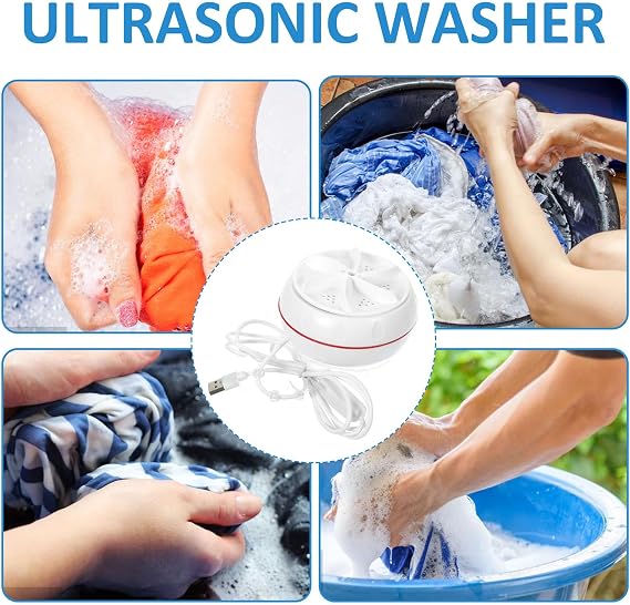 Homoyoyo Mini Portable Washing Machine Small Portable Washer Portable Clothes Washer Sink Washing Machine Portable Wash Machine Lavadora Portátil Mini Washers Cleaning Machine Usb White Abs