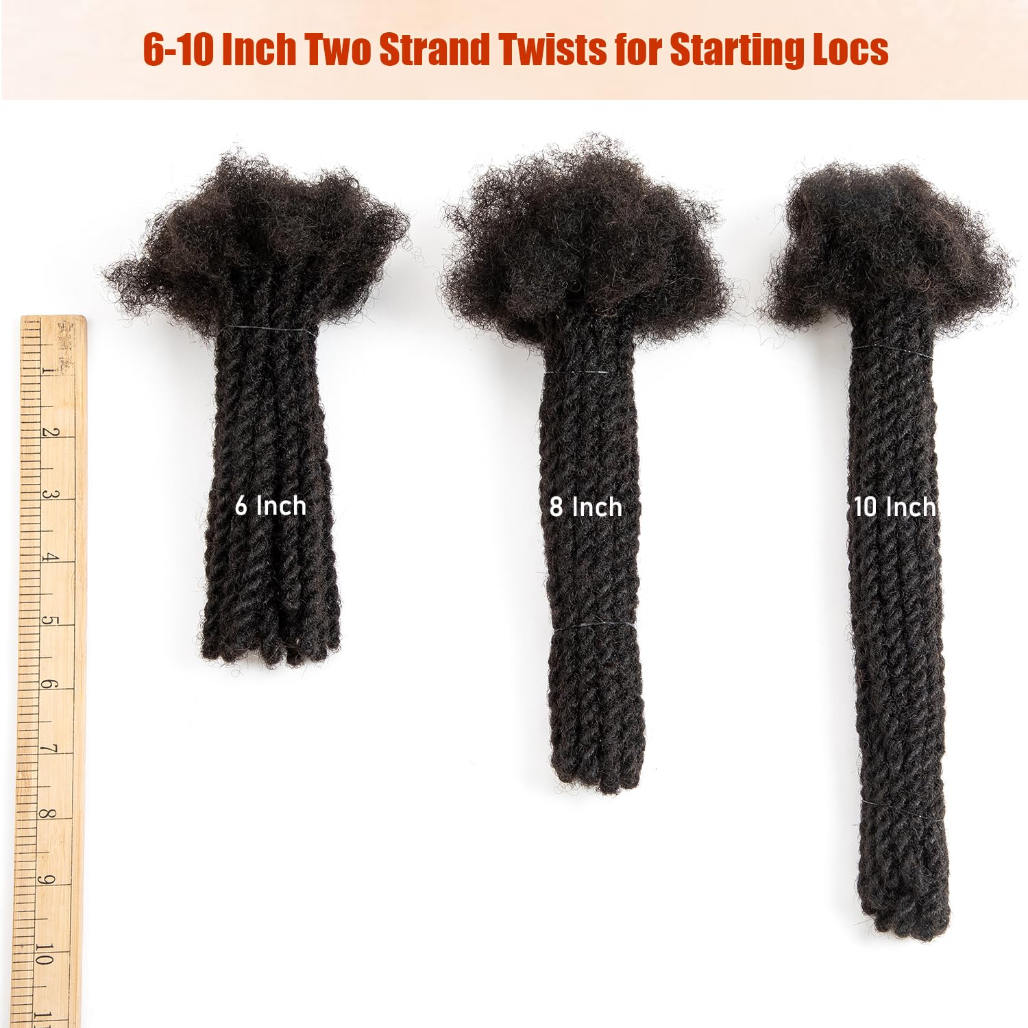 Teresa 0.6cm Width Starting Locs with Two Strand Twists Human Hair Dreadlocks Styled Retwisting Starter Loc Extensions Human Hair For Men and Women (1B/10 Strands, 10 Inch)