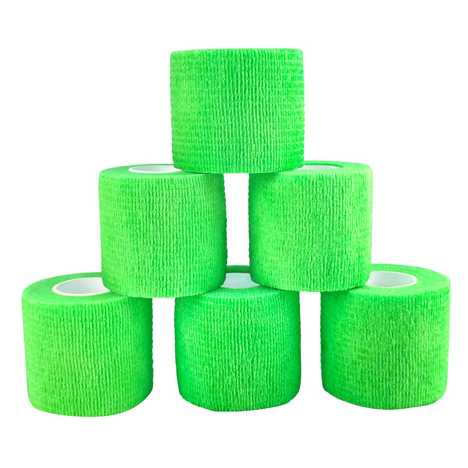 STpro Self Adhesive Bandage Wrap,6 Rolls 2” X 5 Yards Vet Wrap for Dogs, Horses, Pets, Elastic Cohesive Bandages for Wrist, Ankle Sprains and Swelling (Neon Green)