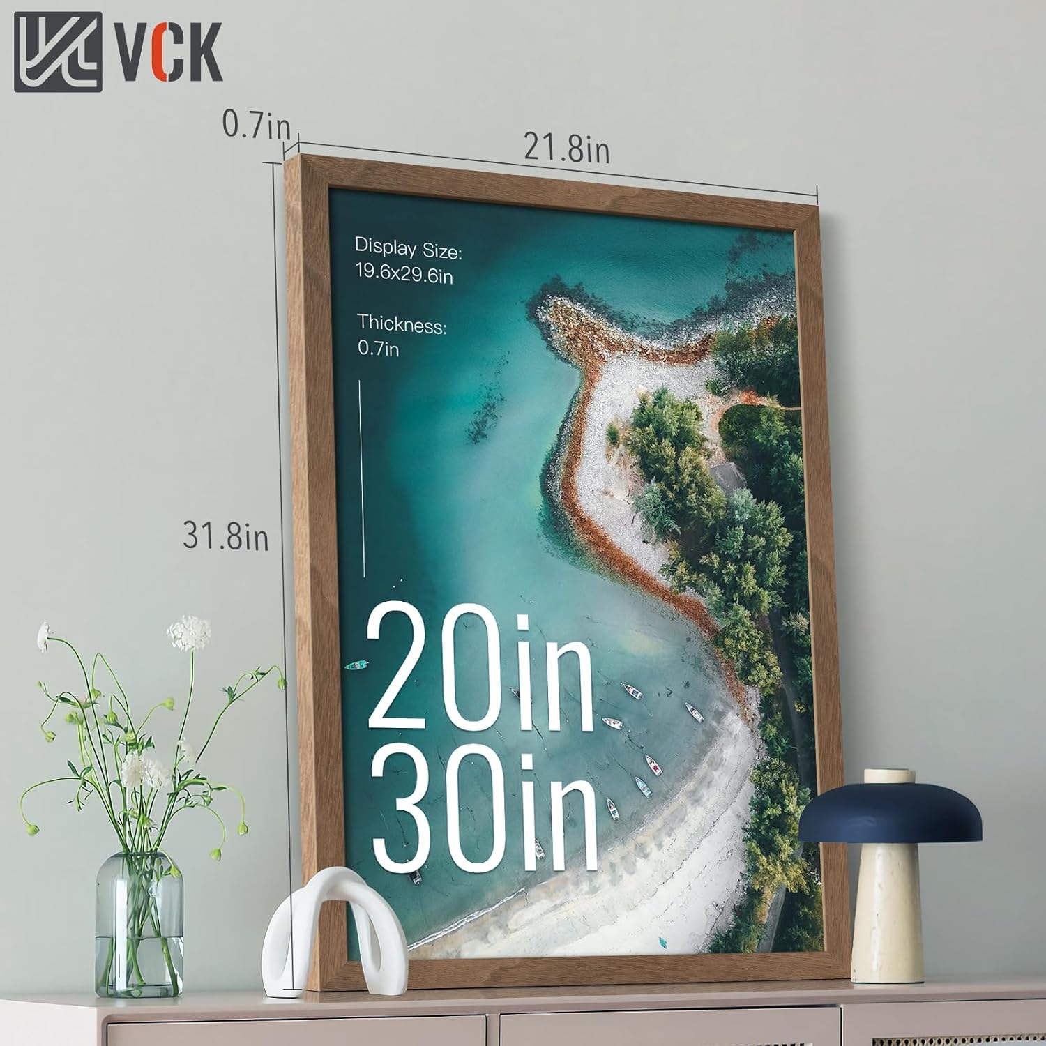 VCK 20x30 Frame for Poster & Picture - Brown Walnut 3 pk, Natural Wood Grain Solid Wood Wall Gallery Frame