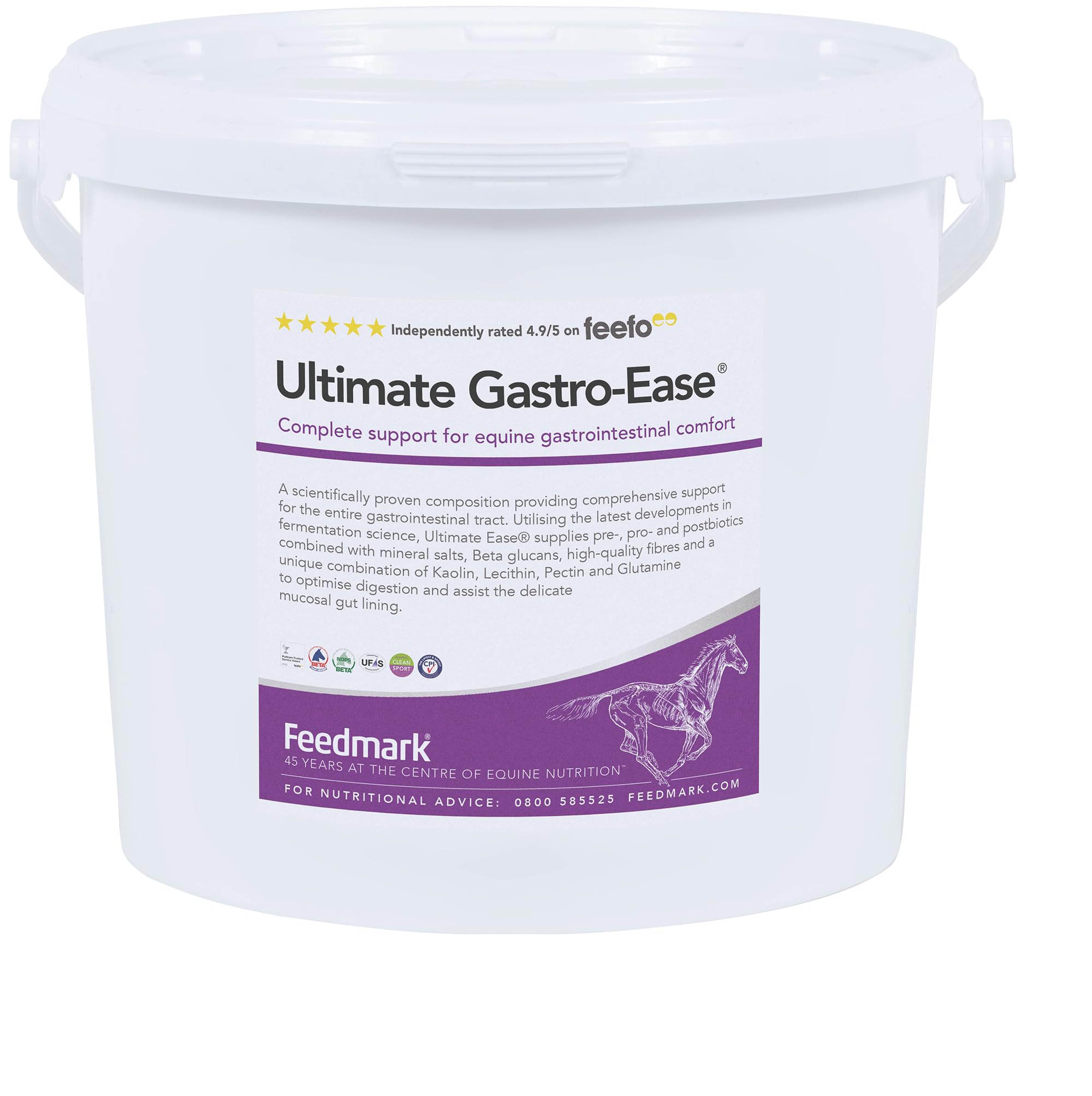 Feedmark Ultimate Gastro-Ease® | Complete Equine Support With Pre-, Pro- and Postbiotics To Optimise Digestion In Horses | 90 Days Supply | 11.3kg | 100% British Made | UFAS & BETA NOPS Accredited
