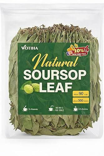 Hojas de guanábana para té, 300 hojas enteras secas. Hoja de guanabana seleccionada a mano, vitamina y fibra, té de desintoxicación de hierbas para