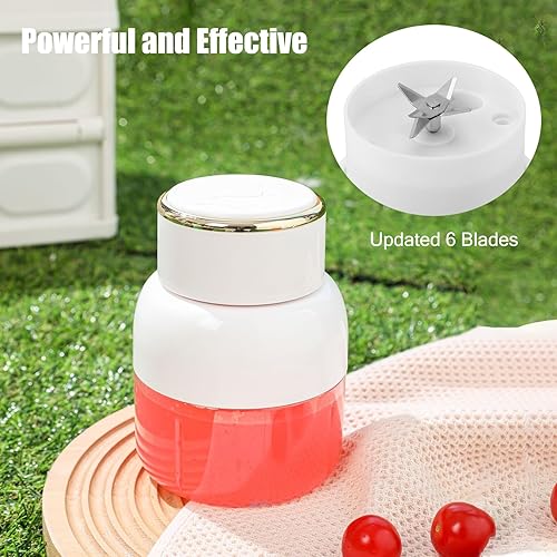 Miniatura 4 de Licuadora portátil recargable por USB, licuadora de jugo de 27.1 fl oz con 6 cuchillas, mini licuadora fresca para deportes, viajes, gimnasio,