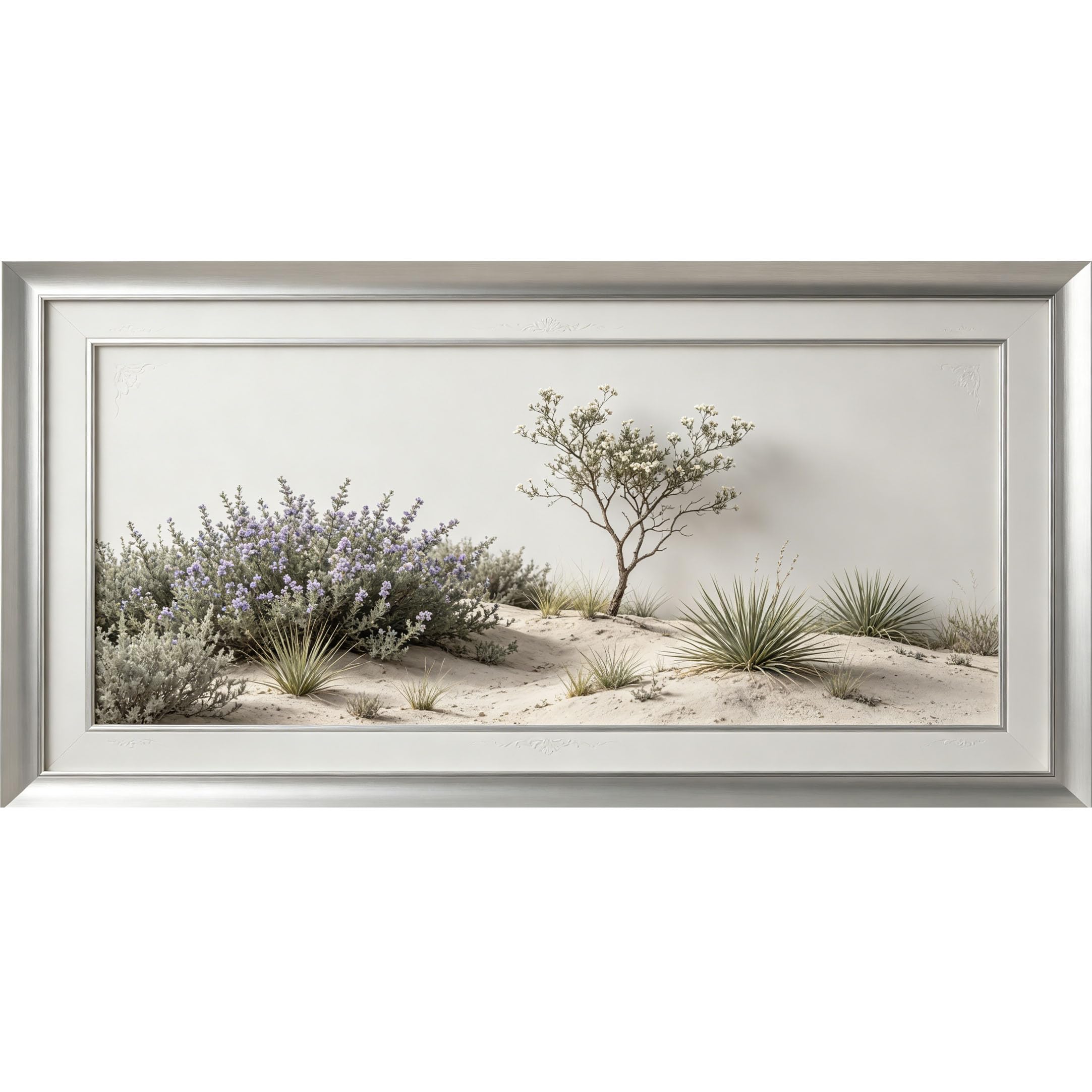 Agglomerix 3D Framed Wall Art Desert Flora Botanical Landscape Textured Sand Shrubs Succulents Large Size SelfAdhesive Removable Wall Decor Prints Artwork for Living Room Bedroom Office