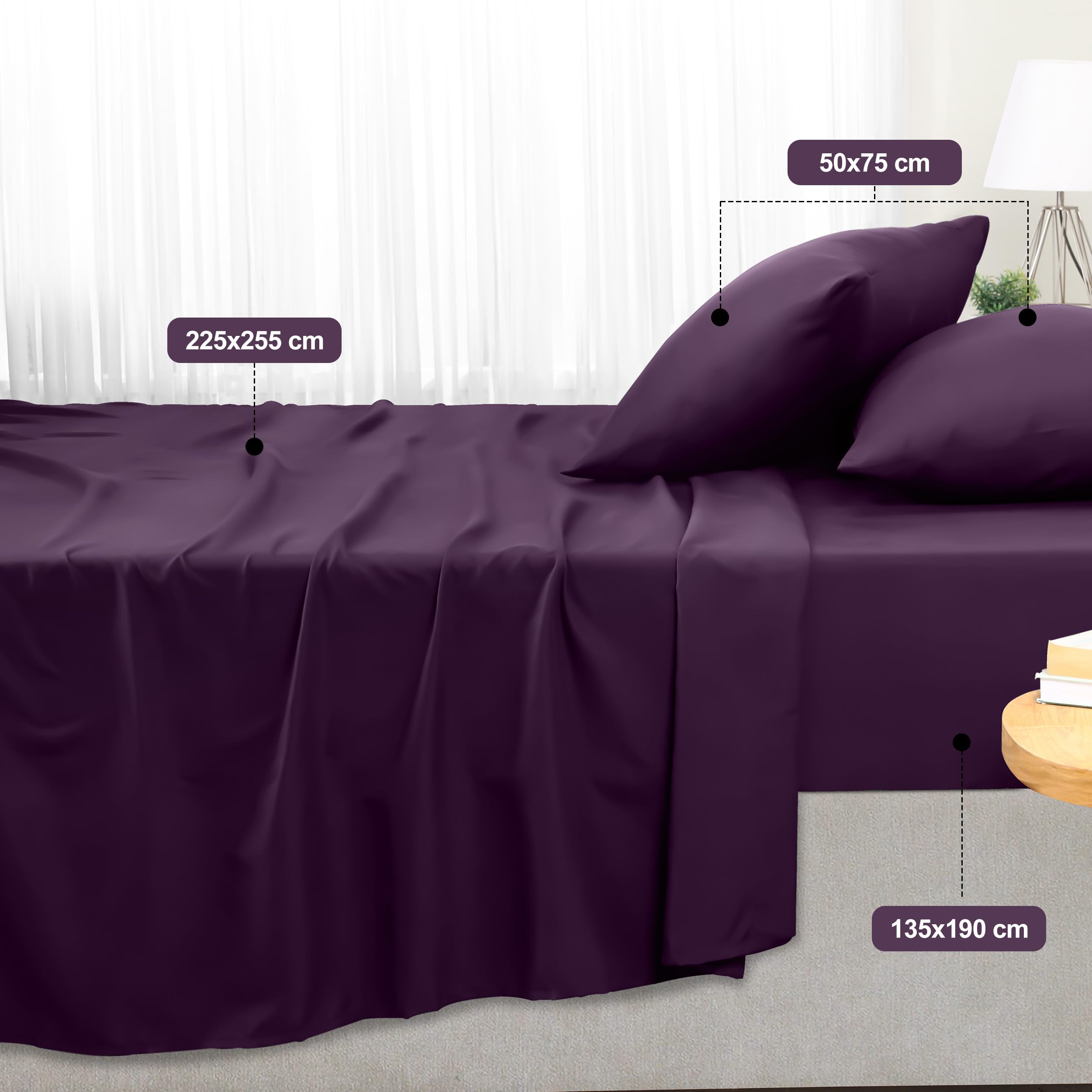 Utopia Bedding Juego de Sabanas 4 Piezas 135x190 - Poliéster Microfibra Cepillada - Oeko-Tex Certificado - Sábana Bajera, Sábana Plana y 2 Fundas de Almohada 50x75 (Cama 135, Gris) — view 106