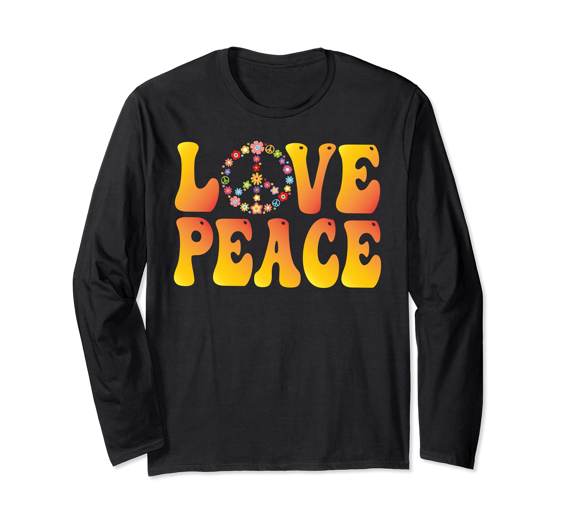 LOVE PEACE FREEDOM 60s 70s Tie Dye Vintage Hippie Costume Long Sleeve T-Shirt