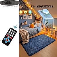 Vista 2 de Lámpara de semáforo con control remoto programable más de 12 secuencias, lámpara de pared de tráfico retro para dormitorio, sala de estar, club, bar