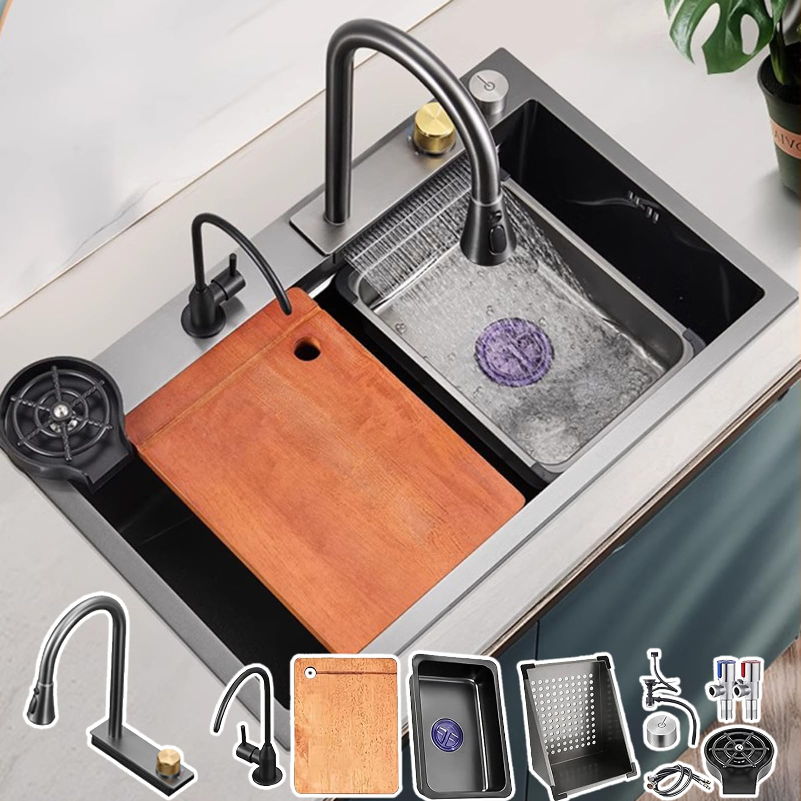 ZQFHSX Bar Sink, Single Bowl ​Kitchen 304 Stainless Steel Kitchen Drop-in Hardware Undermount, Brushed Steel, Easy To Clean (Size : 68x46x22cm)