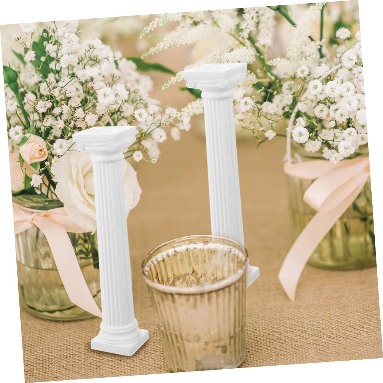 16pcs Roman Pillar Statues for Table Decor Mini House Landscaping for Weddings and Photography Versatile White for Indoor and Outdoor Use