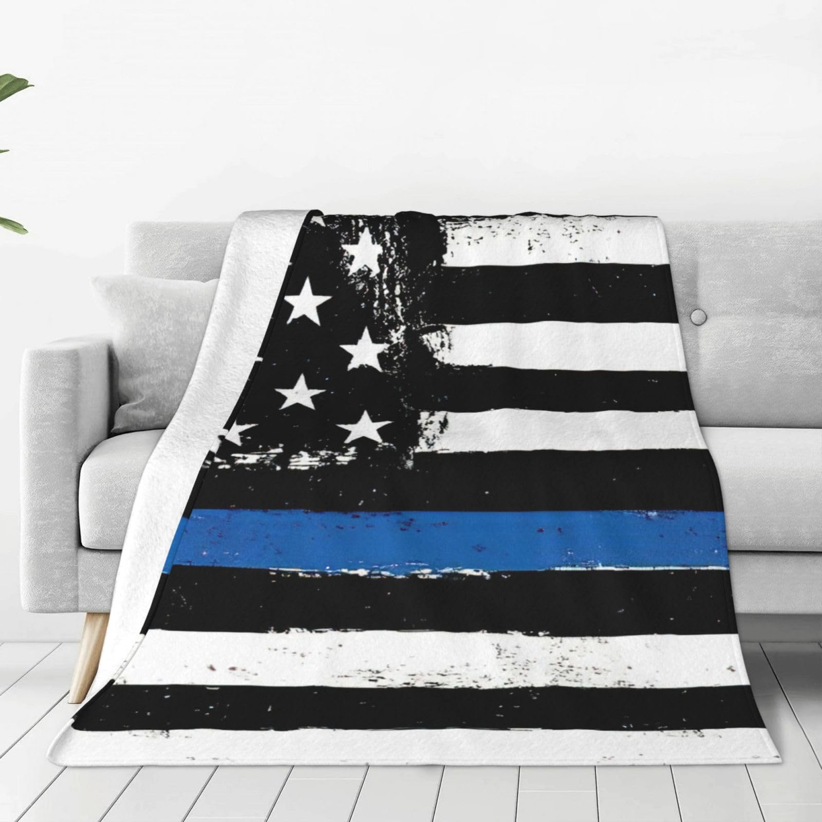 Couverture polaire drapeau USA plaid lit et canapé bleu rétro