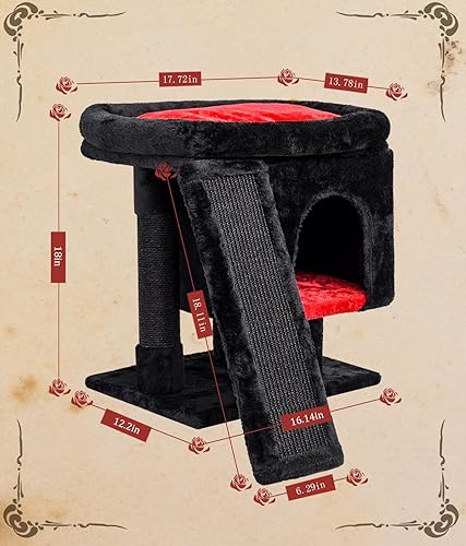 Miniatura 18 de SYANDLVY Árbol pequeño para gatos de interior, torre para gatos con poste rascador, casa de actividades moderna para gatos grandes, condominio