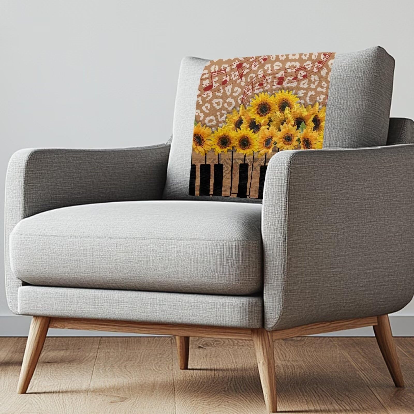 NETILGEN Sunflower Recliner Headrest Covers Set of 3 for Home Decor Tribal Style Geometric Print Soft Non Slip Living Room Sofa Couch Headrest Cover Furniture Protector