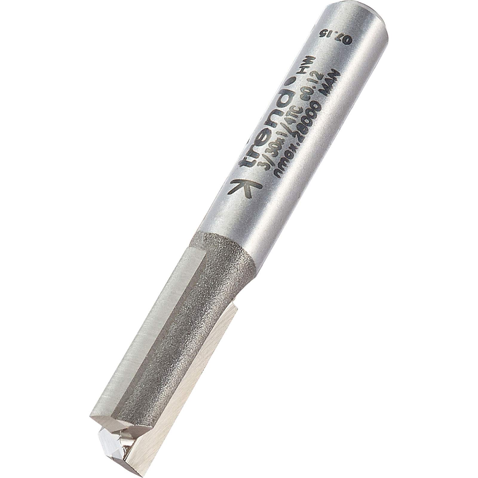 Trend Professional Straight Two Flute Router Cutter, 1/4 Inch Shank, 7.5mm Cut Diameter, Tungsten Carbide Tipped, 3/30X1/4TC