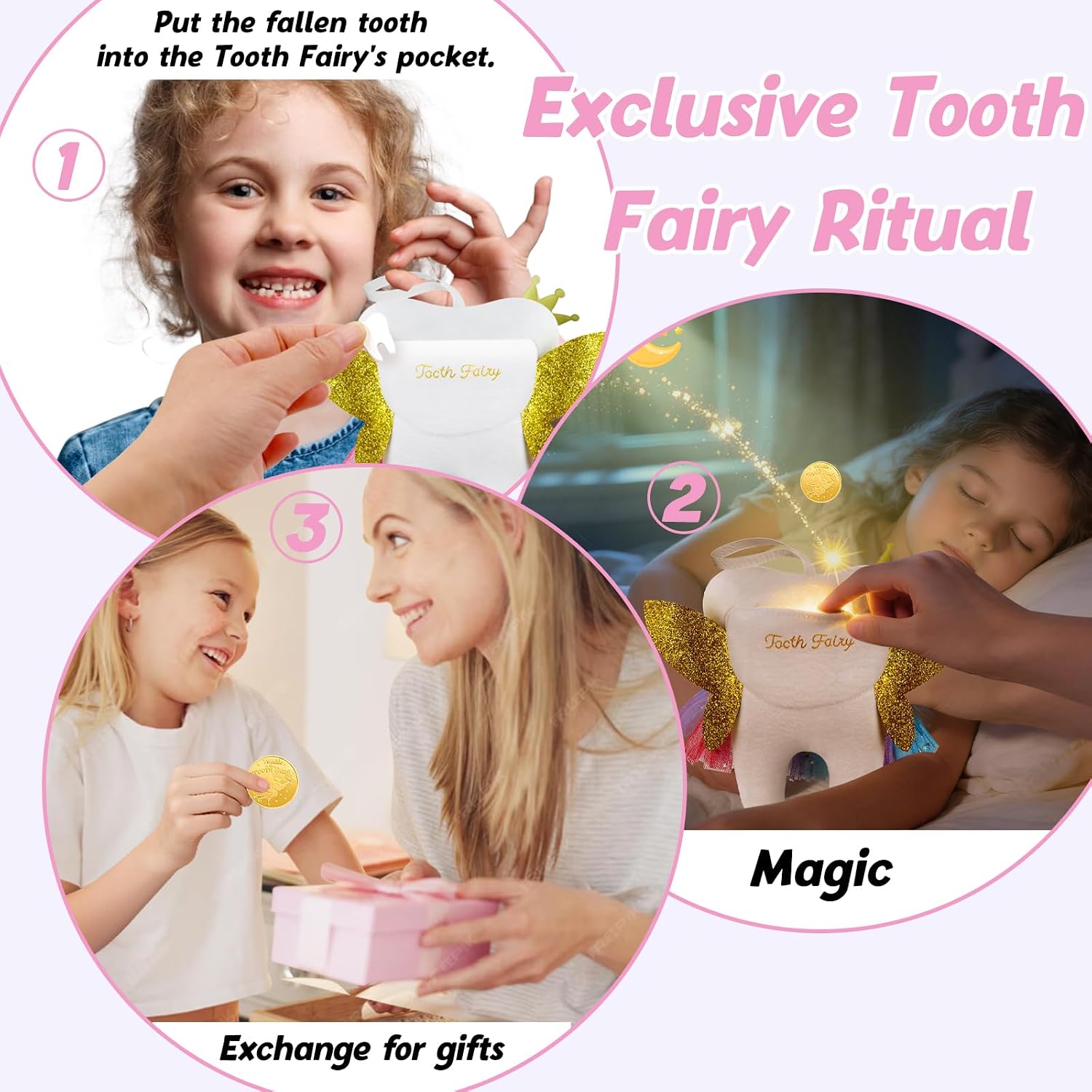 Tooth Fairy Set, Colorful Skirt Tooth Fairy Doll with Pocket