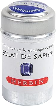 Herbin Writing Ink Cartridges - Eclat de Saphir, Pot of 6